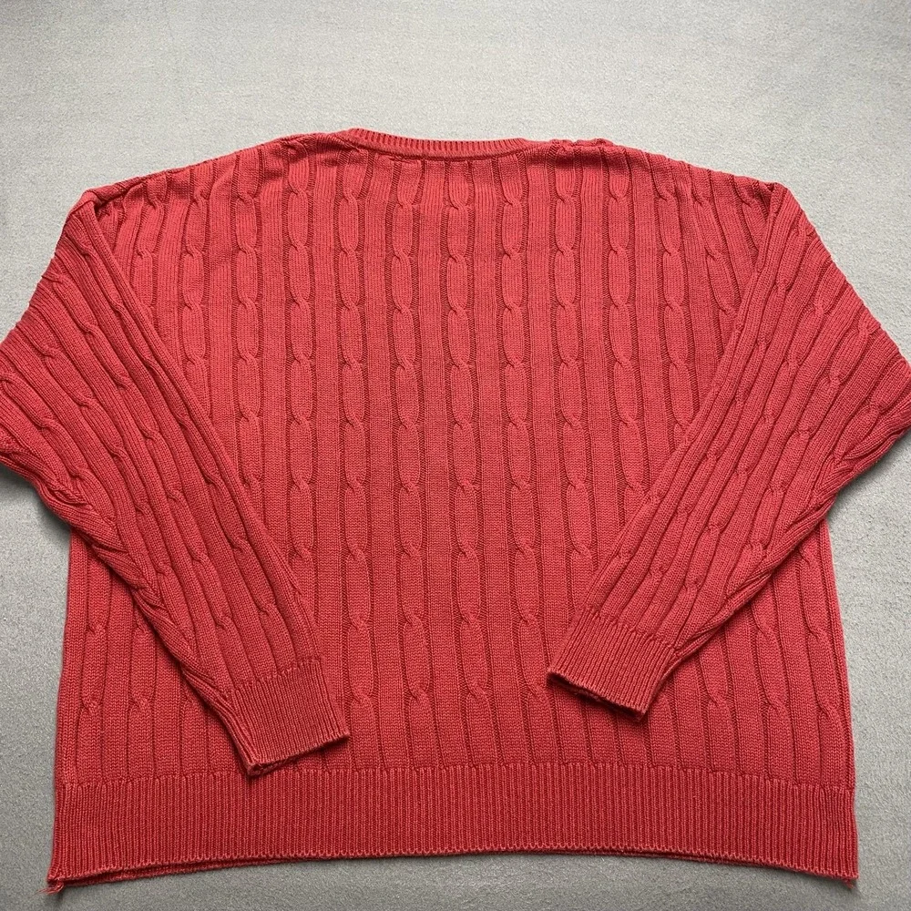 Vintage Izod Sweater Mens XL Red Cable Knit Pullover Crest Logo Made In USA‎ 90s